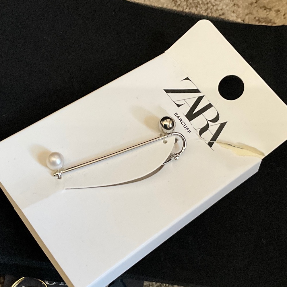 ZARA Silver Ear Cuff with Pearl Accent